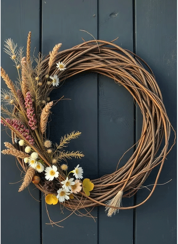 easy-diy-fall-wreath easy-diy-fall-wreath with grapevine form