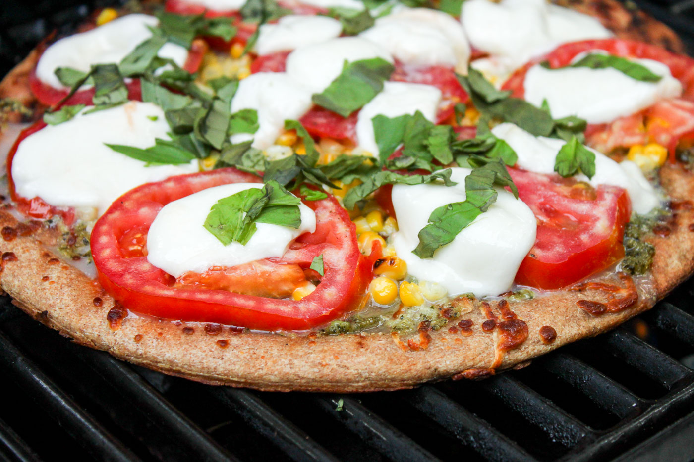 Grilled Corn Pesto Pizza