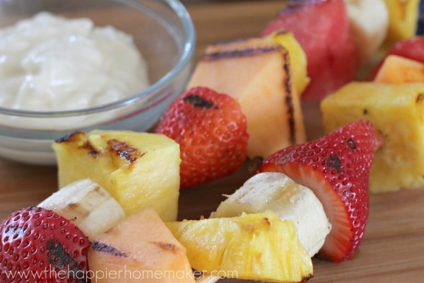 grilled fruit kabob honey coconut dip recipe