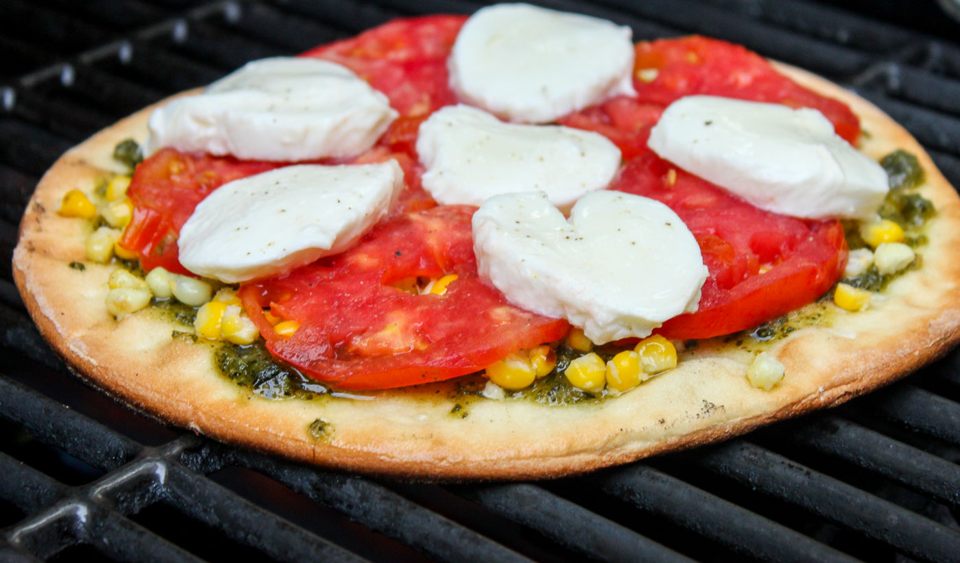 Grilled Corn Pesto Pizza