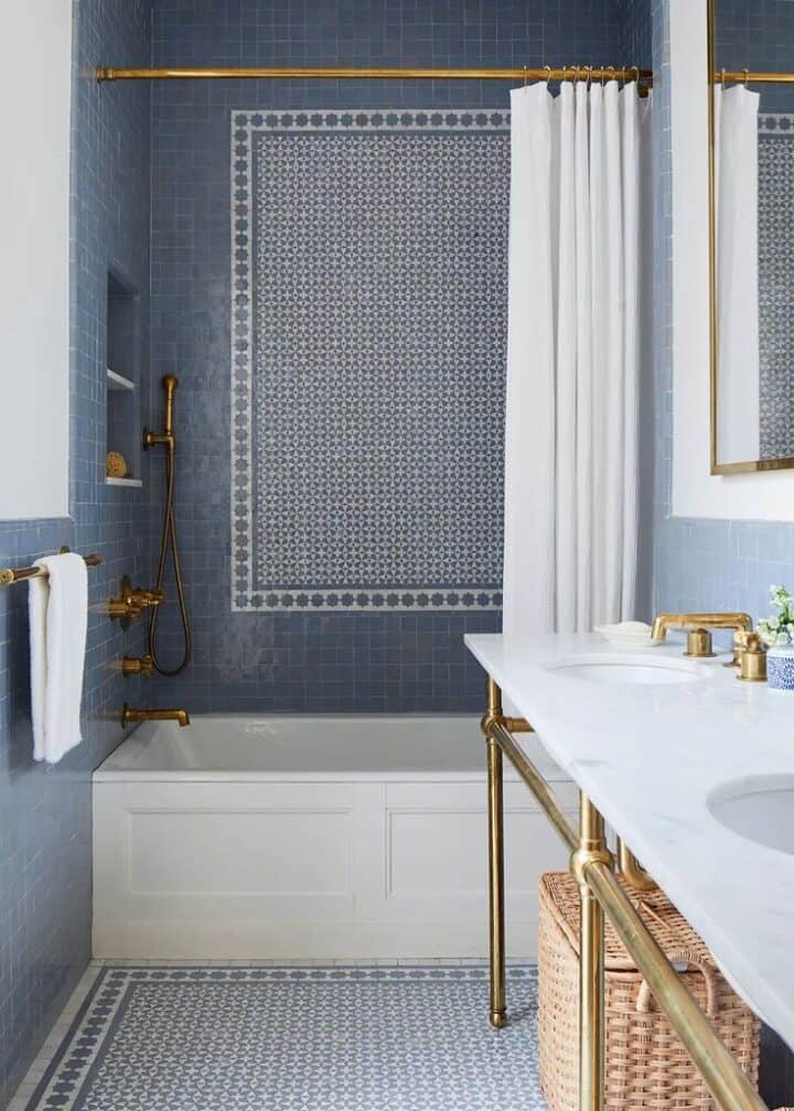 bathtub shower combo tile ideas with pattern