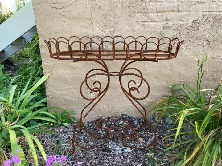 wide-metal-plant-stand-vintage-outdoor-720x540-1 vintage wrought iron planter
