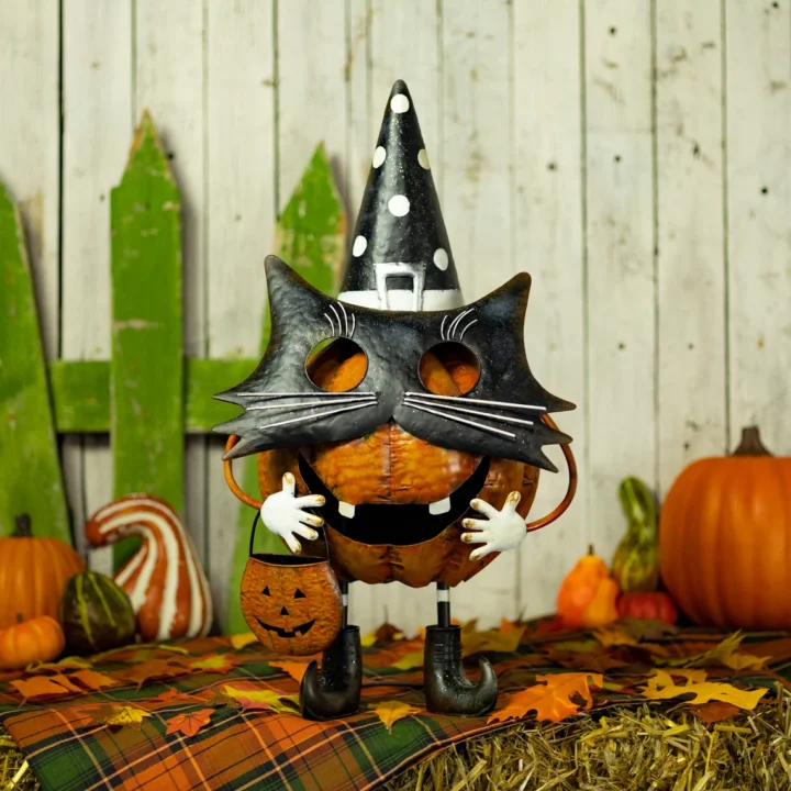 pumpkin dressed at cat Halloween decor vintage inspired