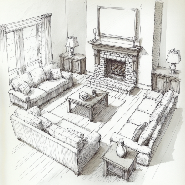 square living room furniture arrangement with fireplace