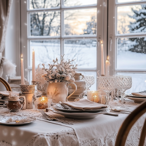 winter wonderland table setting - DIY Christmas centerpieces for table